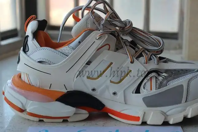 PK God exclusive Balencia Paris Track SneakersWhite Orange best version ready to ship