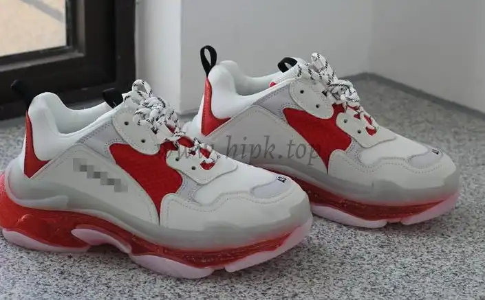 PK GOD PARIS TRIPLE S CLEAR SOLE TRAINER 19ss Red and White READY TO SHIP