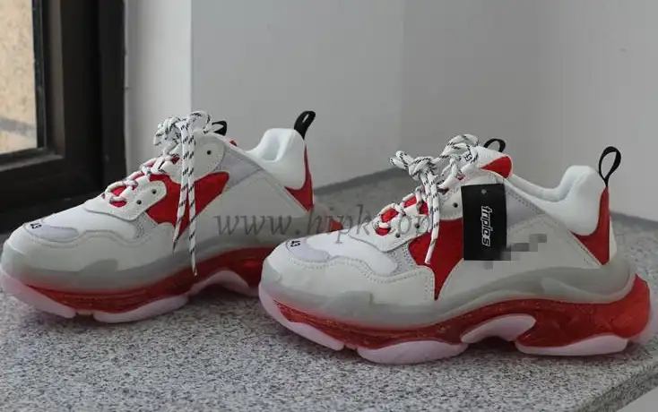 PK GOD PARIS TRIPLE S CLEAR SOLE TRAINER 19ss Red and White READY TO SHIP