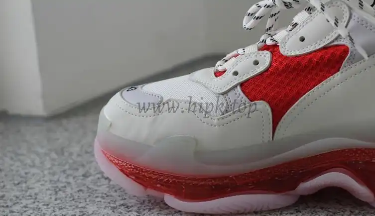 PK GOD PARIS TRIPLE S CLEAR SOLE TRAINER 19ss Red and White READY TO SHIP