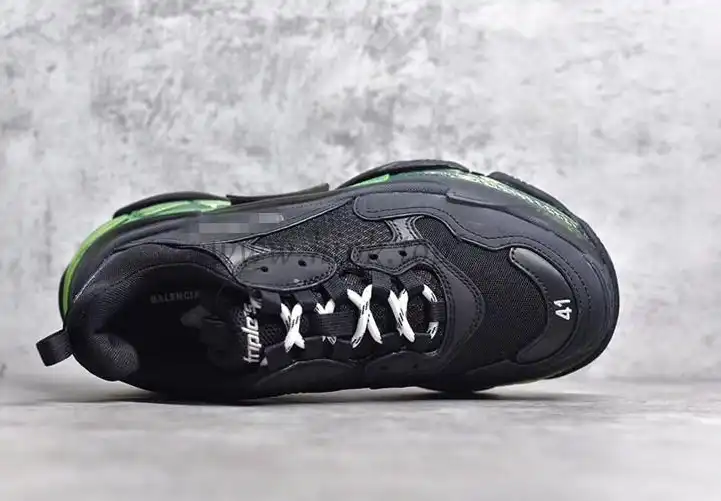 PK GOD PARIS TRIPLE S CLEAR SOLE TRAINER Black Green real materials READY TO SHIP