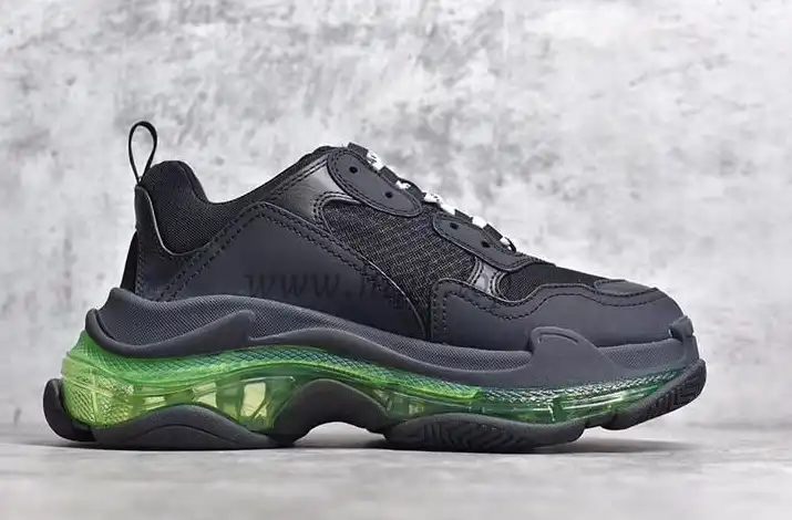 PK GOD PARIS TRIPLE S CLEAR SOLE TRAINER Black Green real materials READY TO SHIP