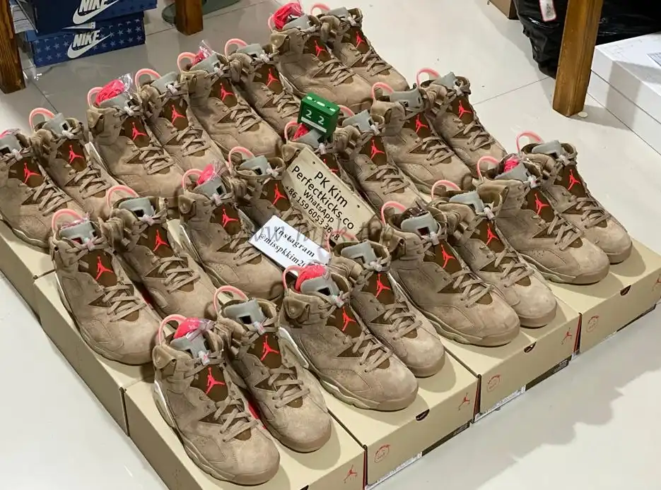 PK GOD Travis Scott x Air Jordan 6 Retro ‘British Khaki’ retail materials ready to ship