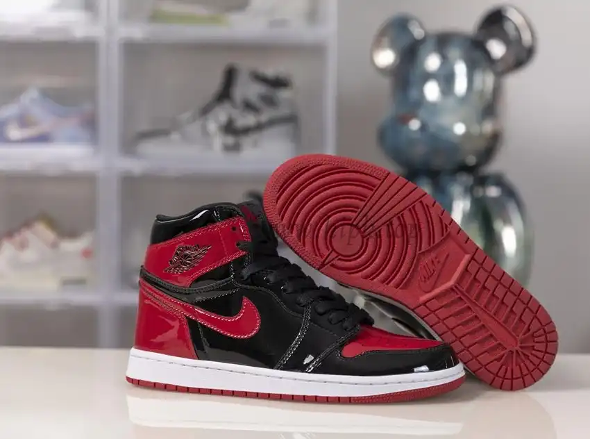 Pk God air jordan 1 retro Patent bred retail materials ready to ship