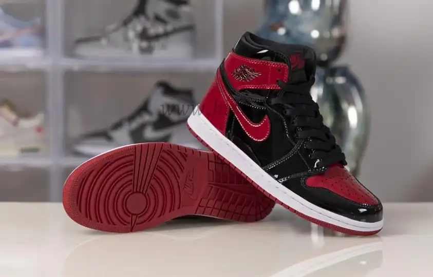 Pk God air jordan 1 retro Patent bred retail materials ready to ship