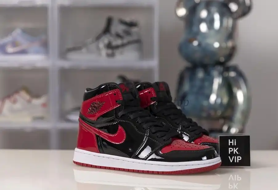 Pk God air jordan 1 retro Patent bred retail materials ready to ship