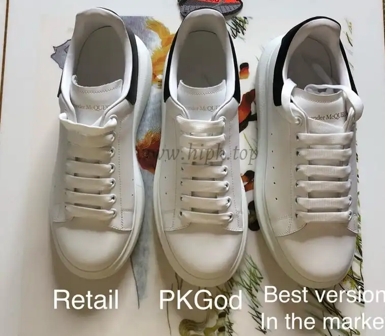 PK GOD Alxnder MC McQueen White smooth calf leather toe black leather heelbest version ready to ship