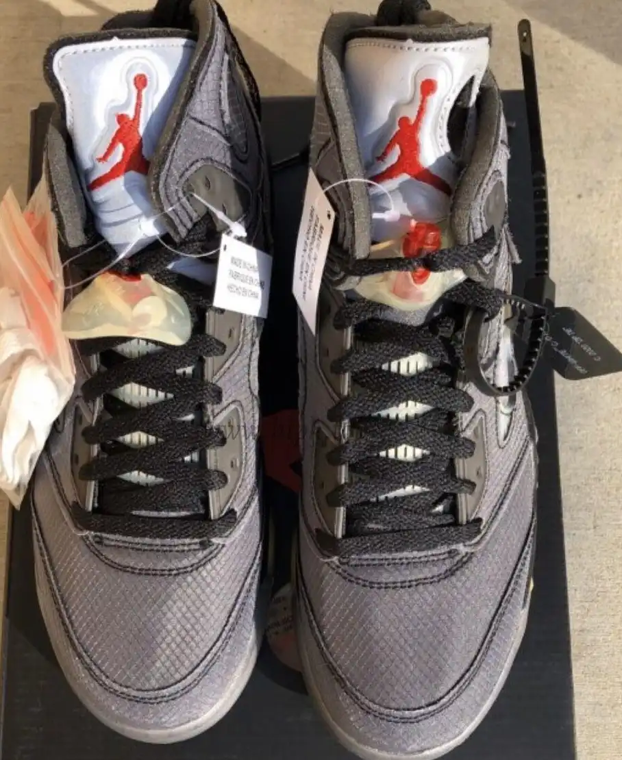 PK GOD Jordan 5 Retro Off-White Black CT8480 retail materials ready to ship