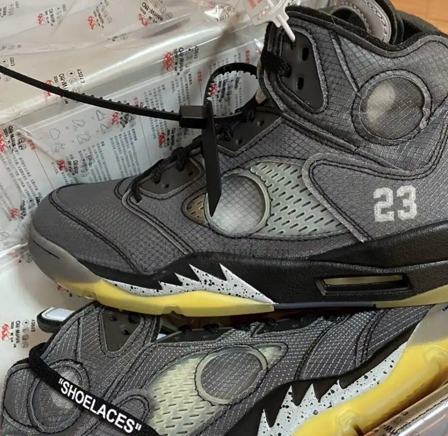 PK GOD Jordan 5 Retro Off-White Black CT8480 retail materials ready to ship