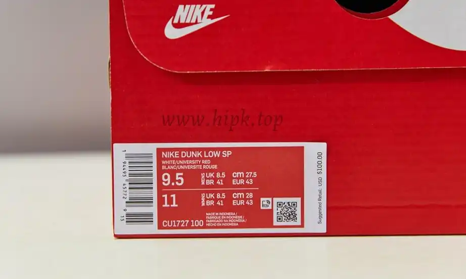 PK GOD Nike Dunk Low University Red Retail Materials Ready to Ship