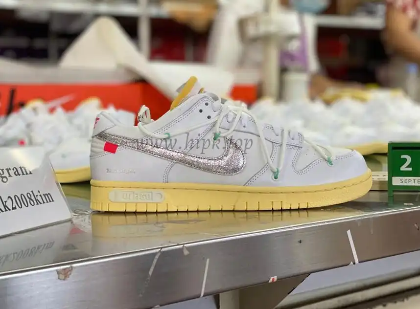 Pk God off white X dunk low the 50 white silver retail materials ready to ship