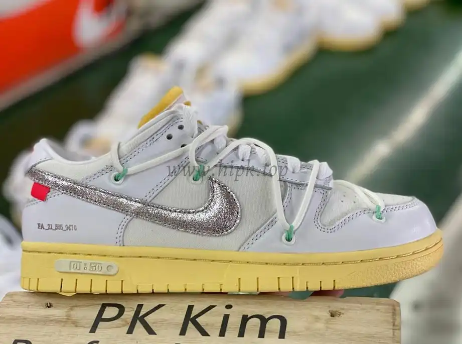 Pk God off white X dunk low the 50 white silver retail materials ready to ship