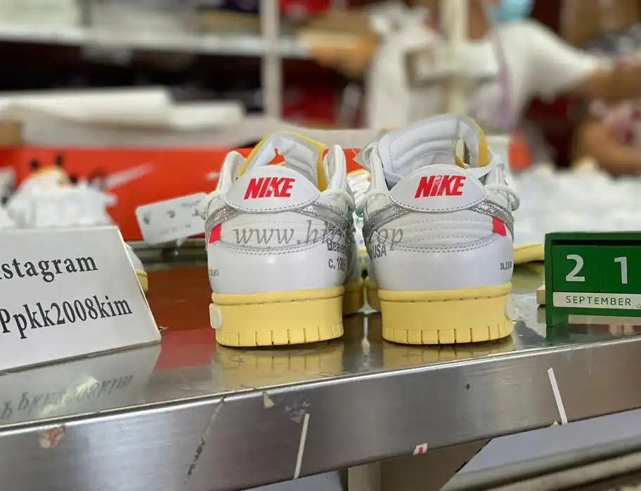 Pk God off white X dunk low the 50 white silver retail materials ready to ship