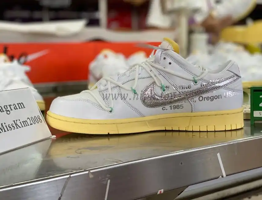 Pk God off white X dunk low the 50 white silver retail materials ready to ship