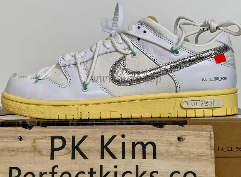 Pk God off white X dunk low the 50 white silver retail materials ready to ship