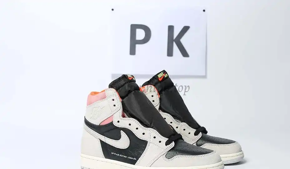 PK GOD Jordan 1 Retro High Neutral Grey Hyper Crimson RETAIL MATERIALS READY TO SHIP