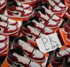 PK GOD Jordan 1 Retro High Neutral Grey Hyper Crimson RETAIL MATERIALS READY TO SHIP