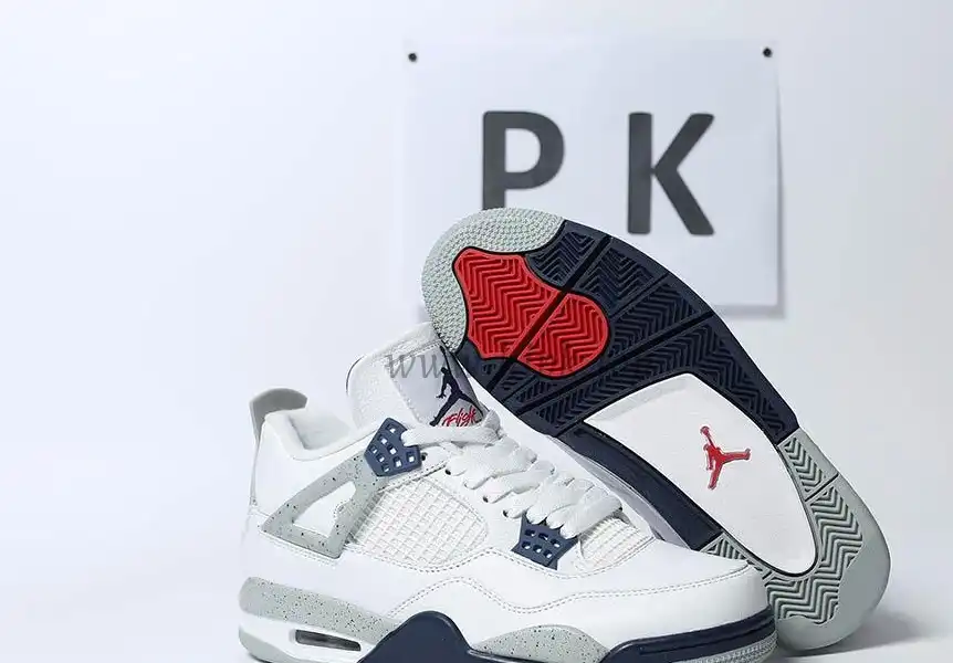 PK GOD Jordan 4 Retro White Midnight Navy RETAIL MATERIALS READY TO SHIP