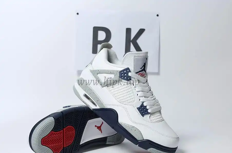 PK GOD Jordan 4 Retro White Midnight Navy RETAIL MATERIALS READY TO SHIP