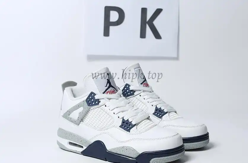 PK GOD Jordan 4 Retro White Midnight Navy RETAIL MATERIALS READY TO SHIP