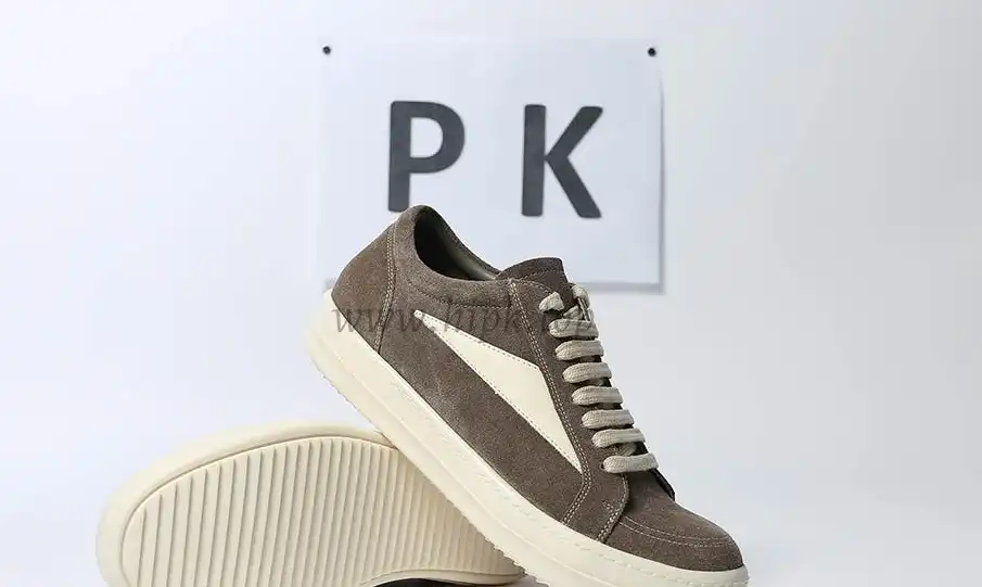 PK GOD Rick Owens EDFU Vintage Sneaks Velour Suede Dust Grey Milk White RETAIL MATERIALS READY TO SHIP