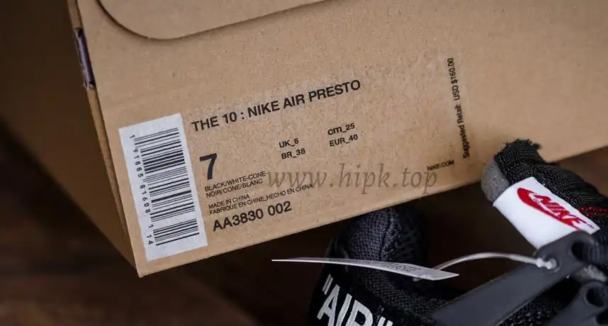 God OFF White Presto 2.0 Black The Ten retail version ready