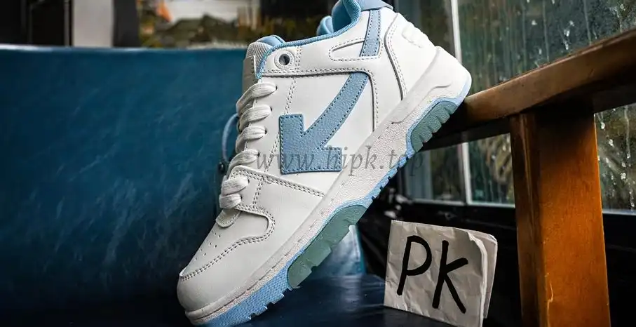 PK GOD OFF-WHITE OOO Low Out Of Office Calf Leather White Light Blue RETAIL MATERIALS READY TO SHIP