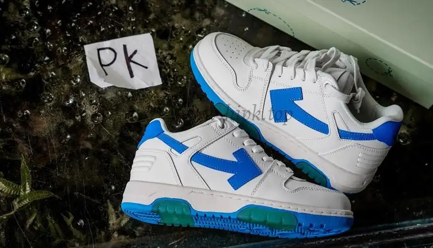 PK GOD OFF-WHITE OOO Low Tops White Blue RETAIL MATERIALS READY TO SHIP