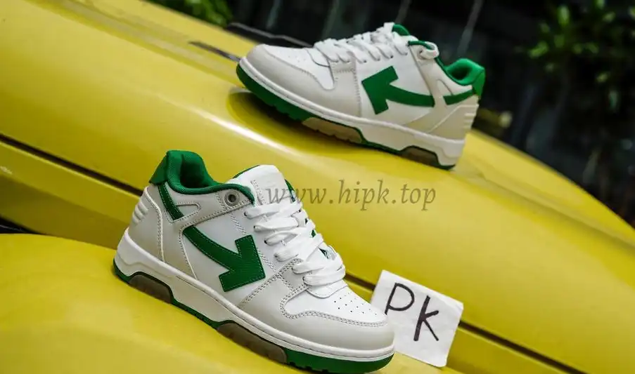 PK GOD OFF-WHITE Out Of Office Low Tops White Green RETAIL MATERIALS READY TO SHIP