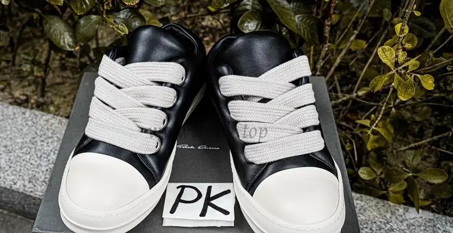 PK GOD Rick Owens Jumbo Lace Padded Sneaks Low Black Milk RETAIL MATERIALS READY TO SHIP