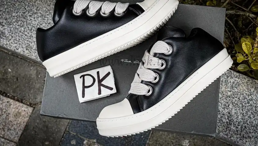 PK GOD Rick Owens Jumbo Lace Padded Sneaks Low Black Milk RETAIL MATERIALS READY TO SHIP