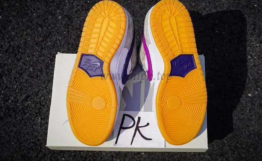 PK God Rayssa Leal x Nike SB Dunk Low Pure Platinum and Vivid Purple retail materials ready to ship