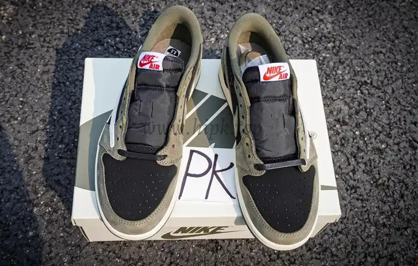 PK GOD Jordan 1 Retro Low OG SP Travis Scott Black Olive RETAIL MATERIALS READY TO SHIP