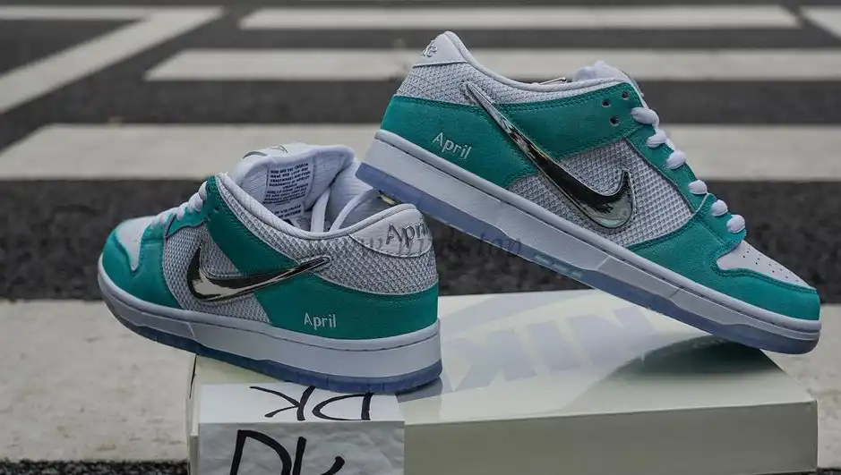 PK GOD APRIL Skateboards X NIKE DUNK SB White and Multi-color RETAIL MATERIALS READY TO SHIP