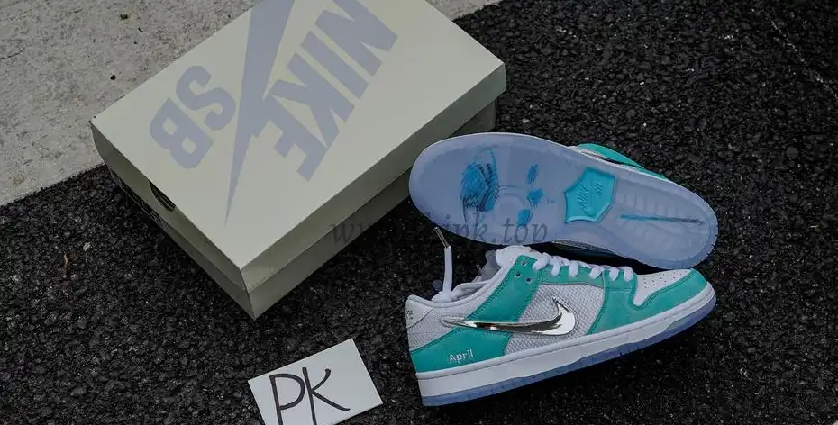 PK GOD APRIL Skateboards X NIKE DUNK SB White and Multi-color RETAIL MATERIALS READY TO SHIP