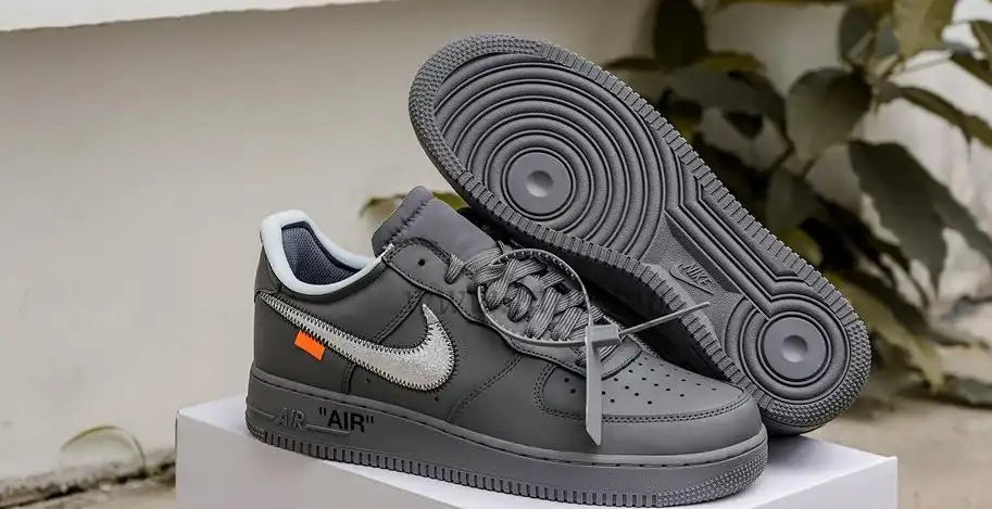 PK5.0 Nike Off-White Air Force 1 Ghost Grey Metallic Silver RETAIL MATERIALS READY TO SHIP