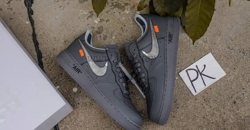 PK5.0 Nike Off-White Air Force 1 Ghost Grey Metallic Silver RETAIL MATERIALS READY TO SHIP