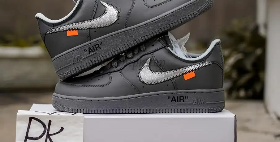 PK5.0 Nike Off-White Air Force 1 Ghost Grey Metallic Silver RETAIL MATERIALS READY TO SHIP