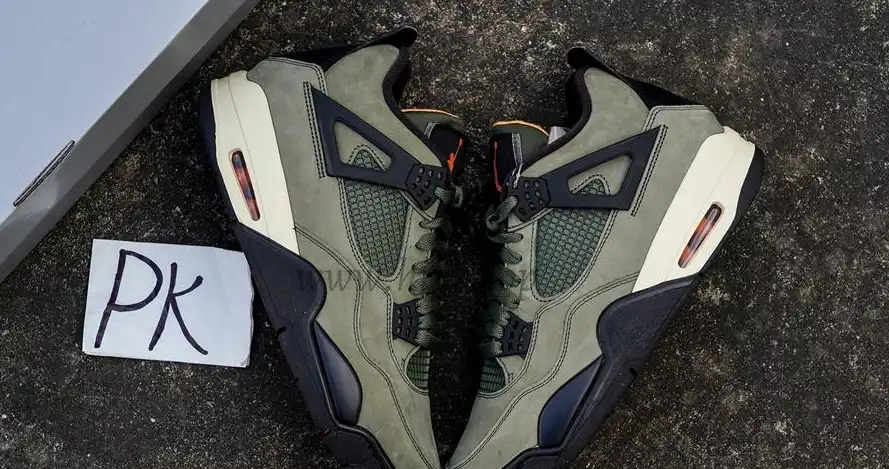 PK GOD Jordan 4 Undefeated Travis Scott Olive RETAIL MATERIALS READY TO SHIP