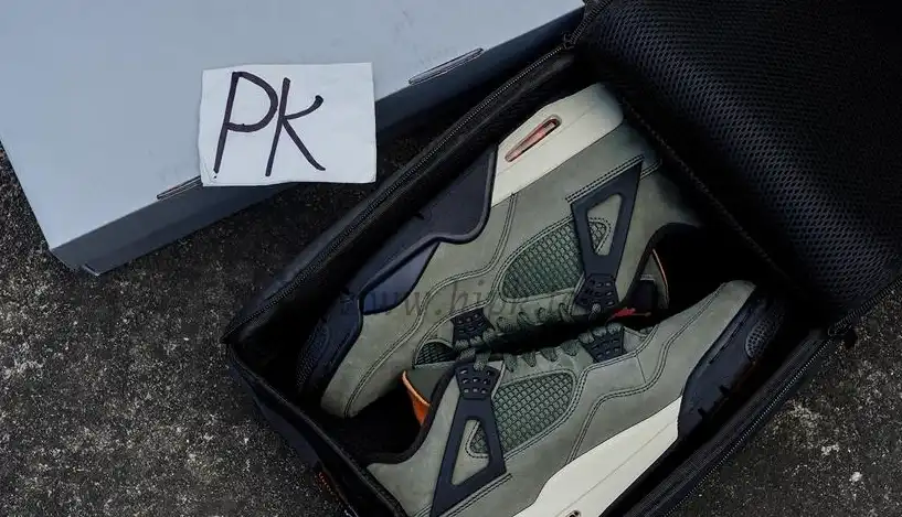 PK GOD Jordan 4 Undefeated Travis Scott Olive RETAIL MATERIALS READY TO SHIP