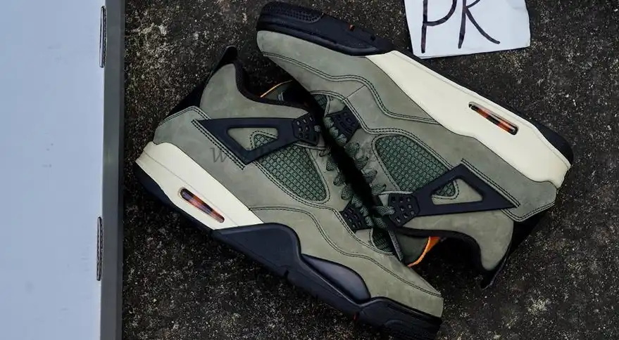 PK GOD Jordan 4 Undefeated Travis Scott Olive RETAIL MATERIALS READY TO SHIP