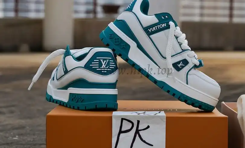 PK GOD Louis Vuitton LV Trainer Maxi Sneaker White Green RETAIL MATERIALS READY TO SHIP