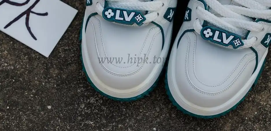 PK GOD Louis Vuitton LV Trainer Maxi Sneaker White Green RETAIL MATERIALS READY TO SHIP