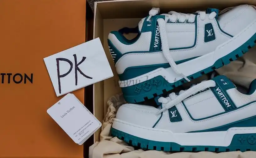 PK GOD Louis Vuitton LV Trainer Maxi Sneaker White Green RETAIL MATERIALS READY TO SHIP