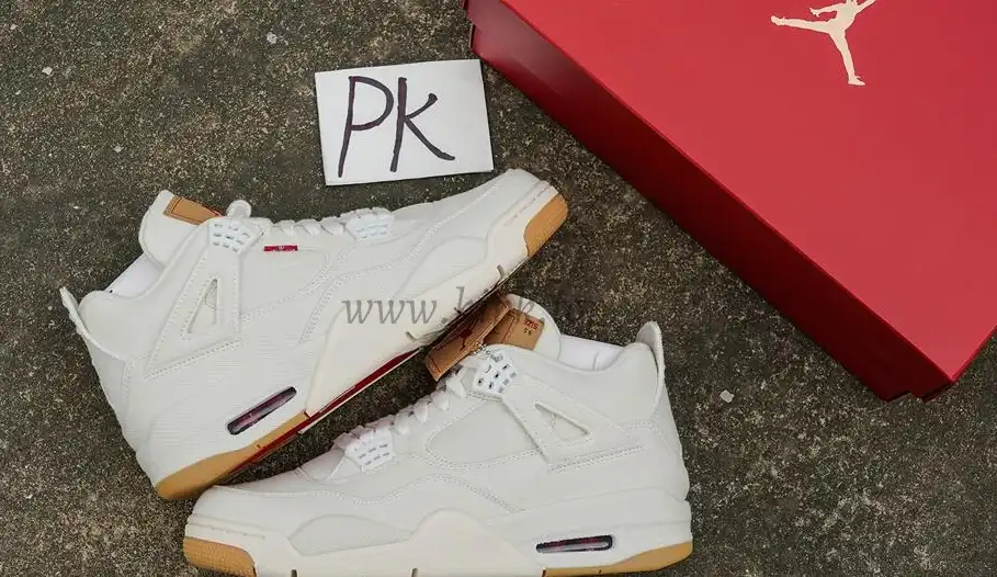 PK God Jordan 4 Retro Levi’s White RETAIL MATERIALS READY TO SHIP