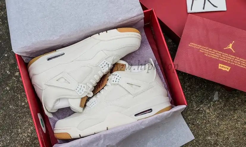 PK God Jordan 4 Retro Levi’s White RETAIL MATERIALS READY TO SHIP