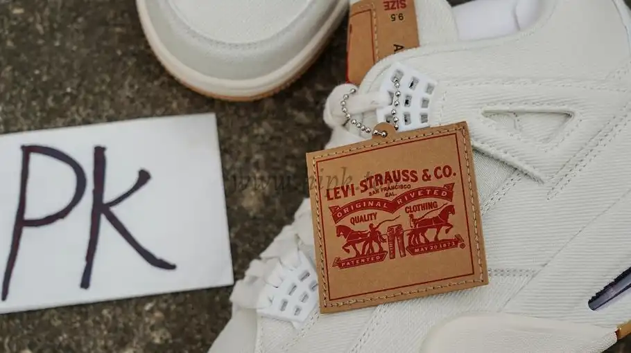 PK God Jordan 4 Retro Levi’s White RETAIL MATERIALS READY TO SHIP