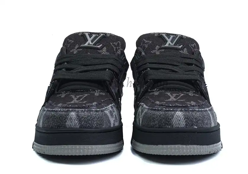 PK god Louis Vuitton LV Trainer Black Grey Denim Monogram retail materials ready to ship