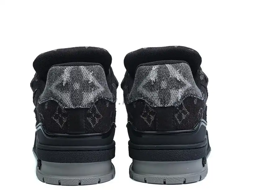 PK god Louis Vuitton LV Trainer Black Grey Denim Monogram retail materials ready to ship