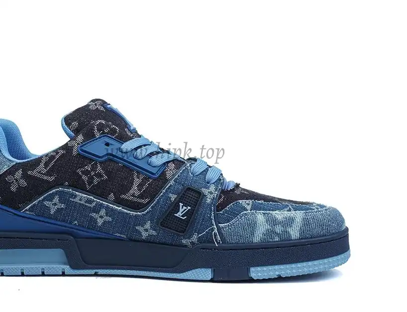 PK god Louis Vuitton LV Trainer Blue Black Denim Monogram retail materials ready to ship